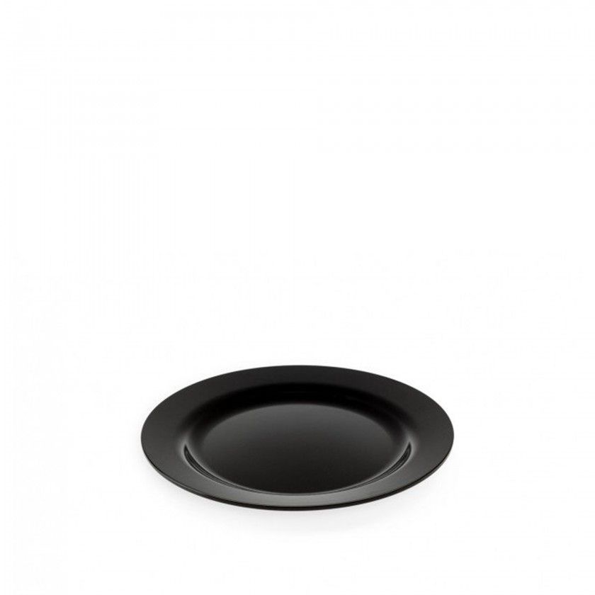 Prato Sobremesa Hotel Melamina Preto 19X2cm