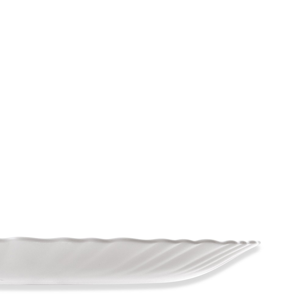 Prato Vidro Opaco Feston Sobremesa Branco 18.5cm