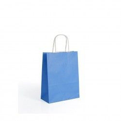 Saco Papel Asa Retorcida 24X10X32CM Azul Claro