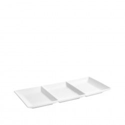 Bandeja Porcelana Ming 3 Divises Branco 32X15X2cm