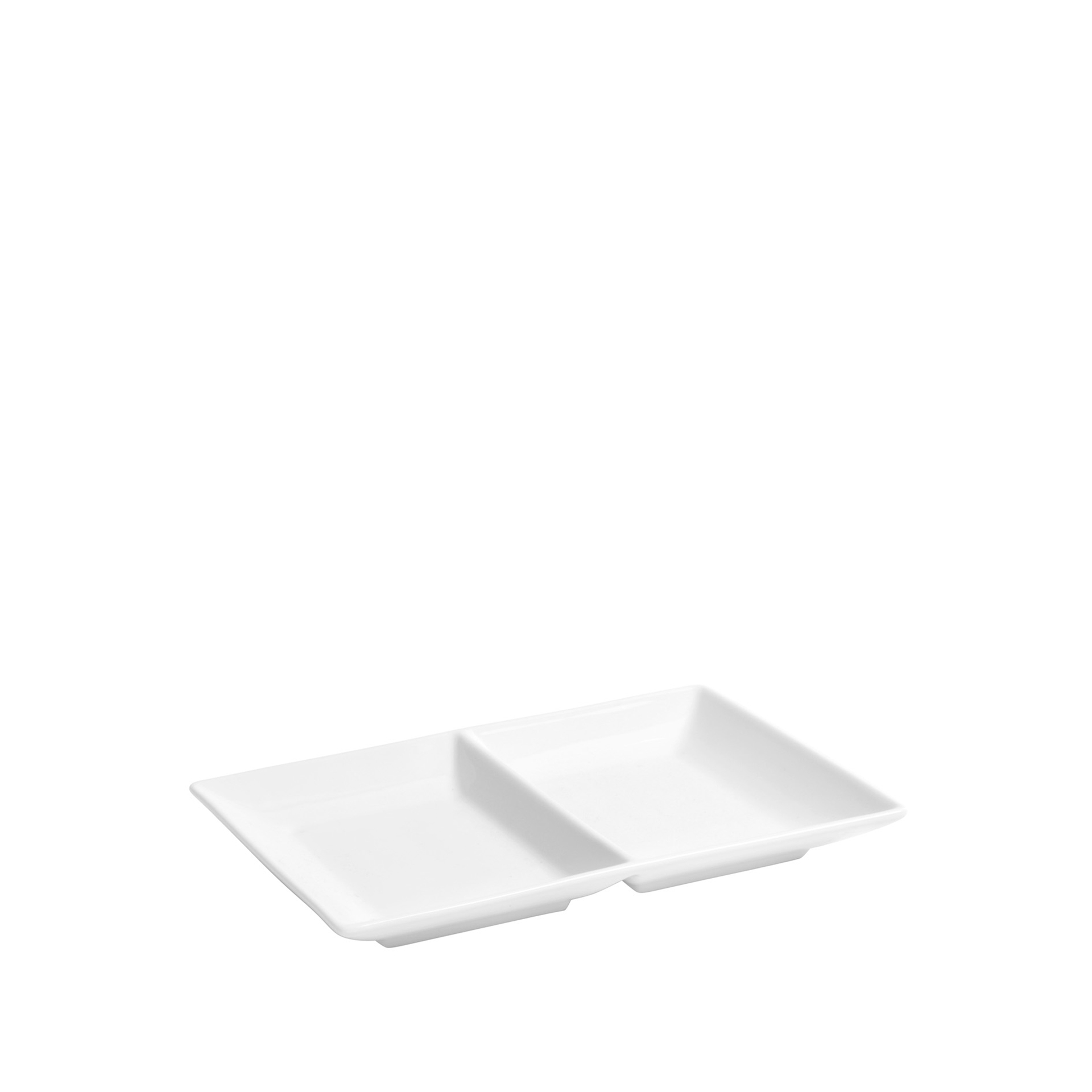 Bandeja Porcelana Ming 2 Divisões Branco 20X13X2cm
