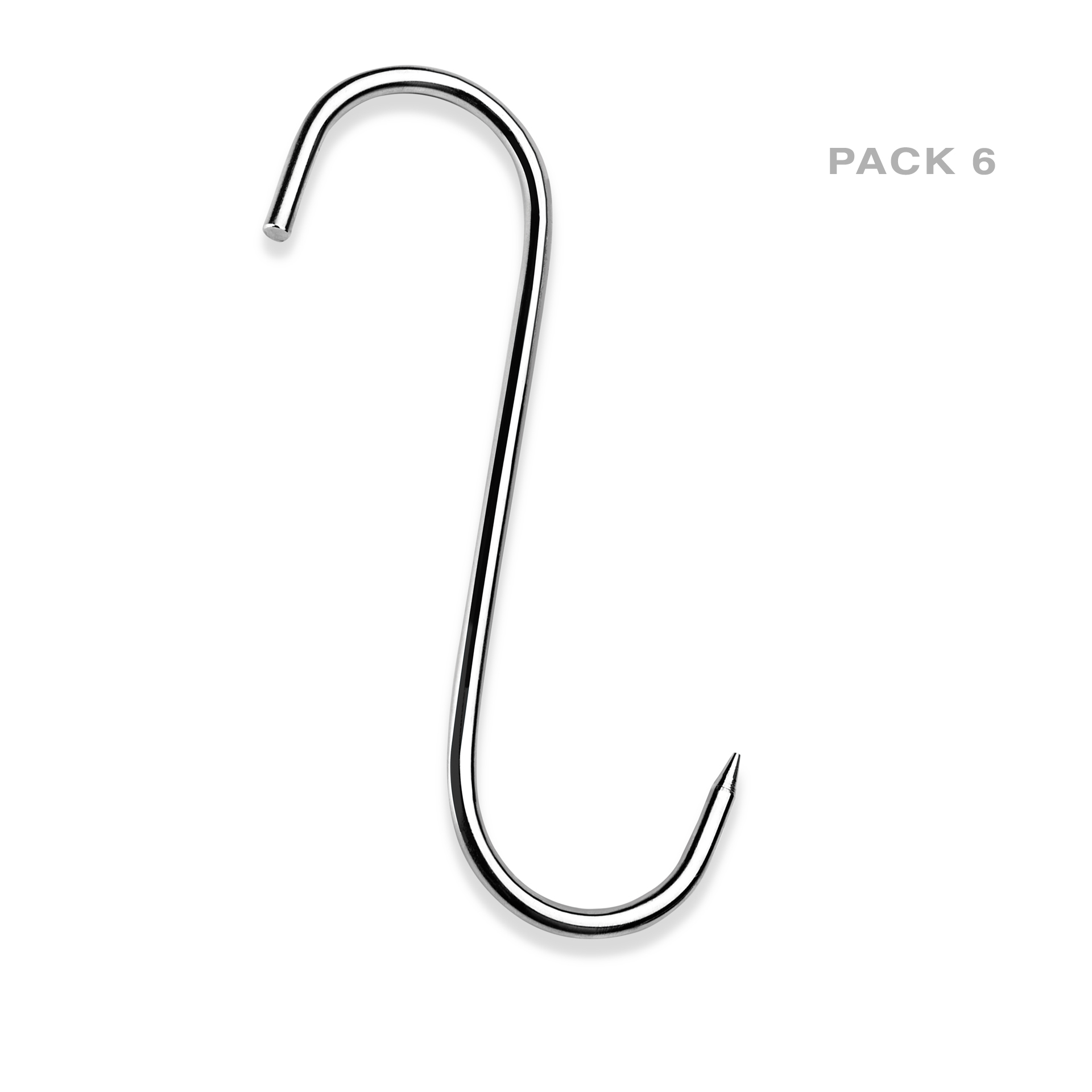 Gancho Inox 1 Ponta 12cm Pack 6