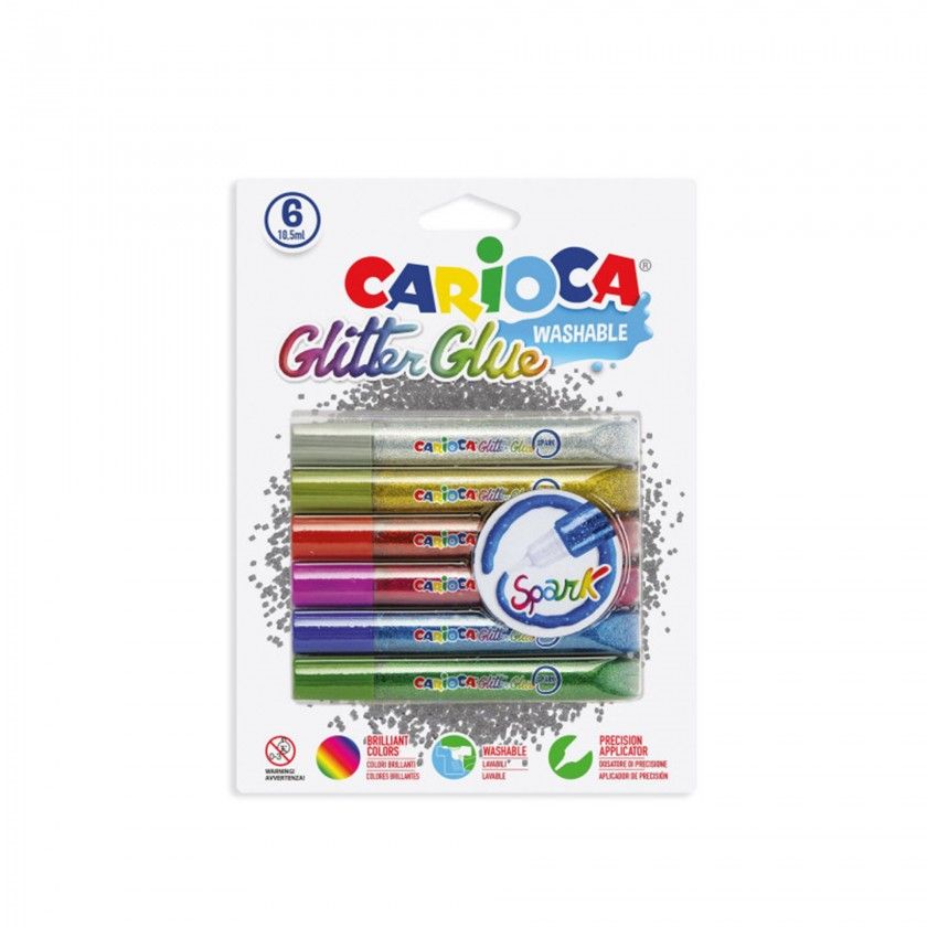 CARIOCA COLA GLITTER 10.5ML PACK 6