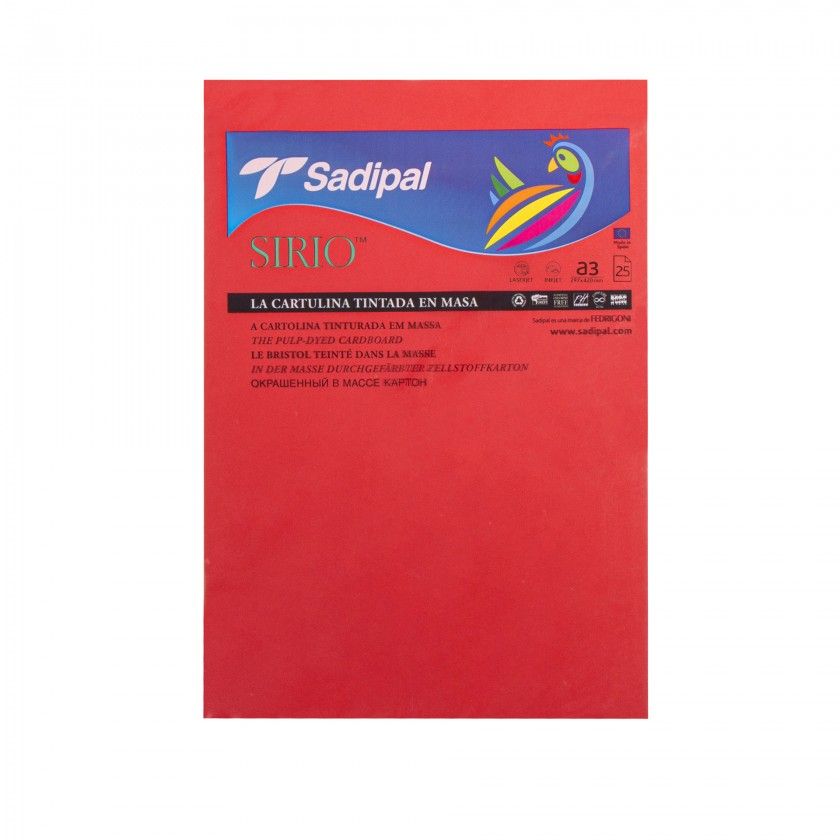 Folha Cartolina Sirio Sadipal A3 Vermelho 29.7X42cm
