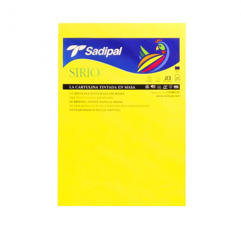 Folha Cartolina Sirio Sadipal A3 Amarelo Intenso 29.7X42cm