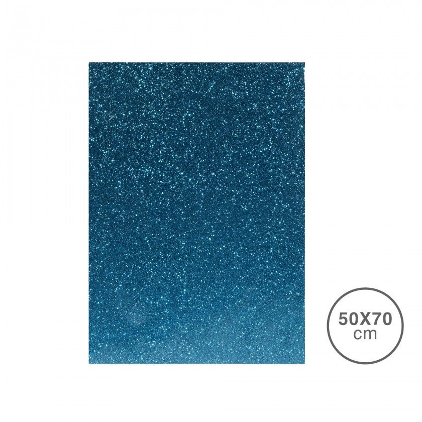 Folha Esponja Eva Glitter Azul 50X70X2mm