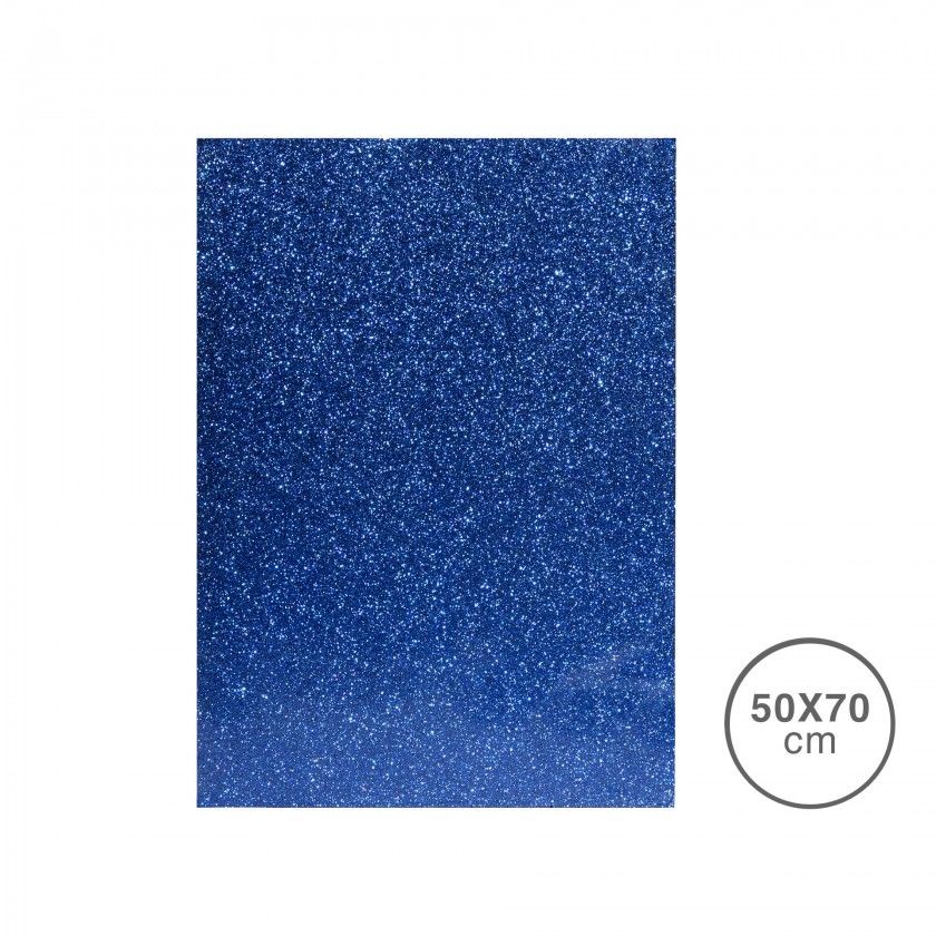 Folha Esponja Eva Glitter Azul Céu 50X70X2mm