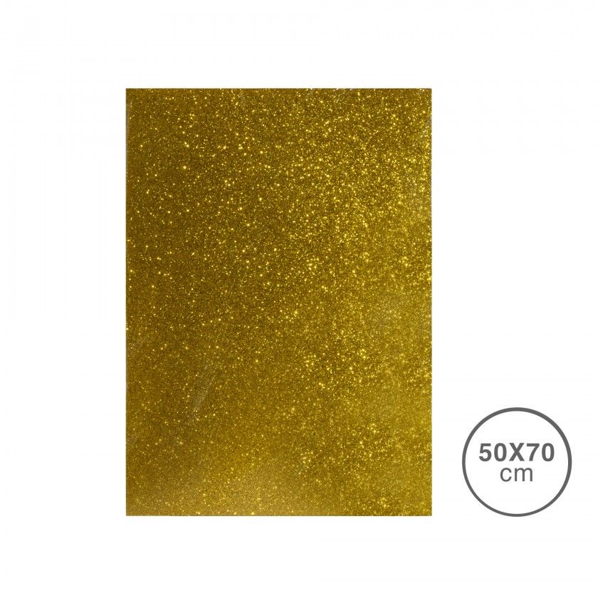 Folha Esponja Eva Glitter Dourado 50X70X2mm