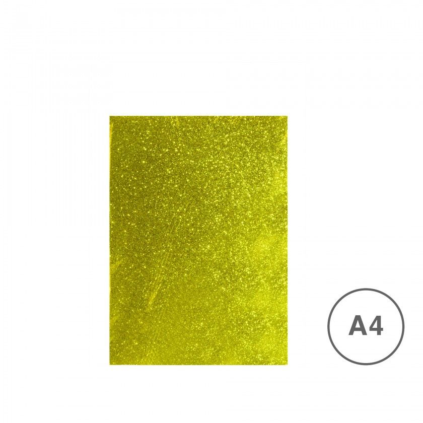 Folha Esponja Eva Glitter Amarelo A4 20X29cm
