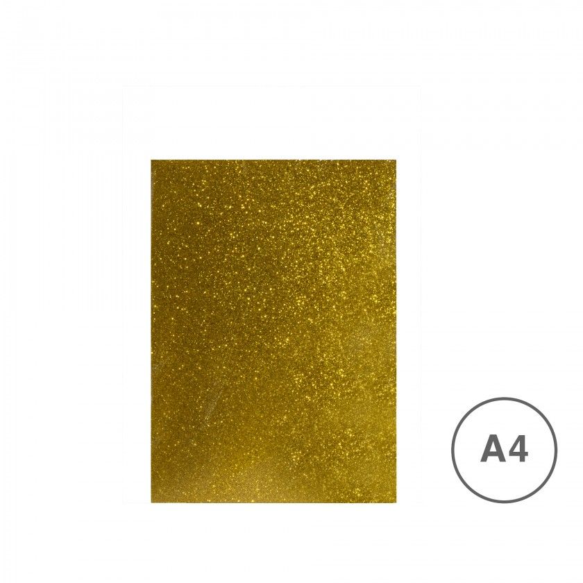 Folha Esponja Eva Glitter Dourado A4 20X29cm