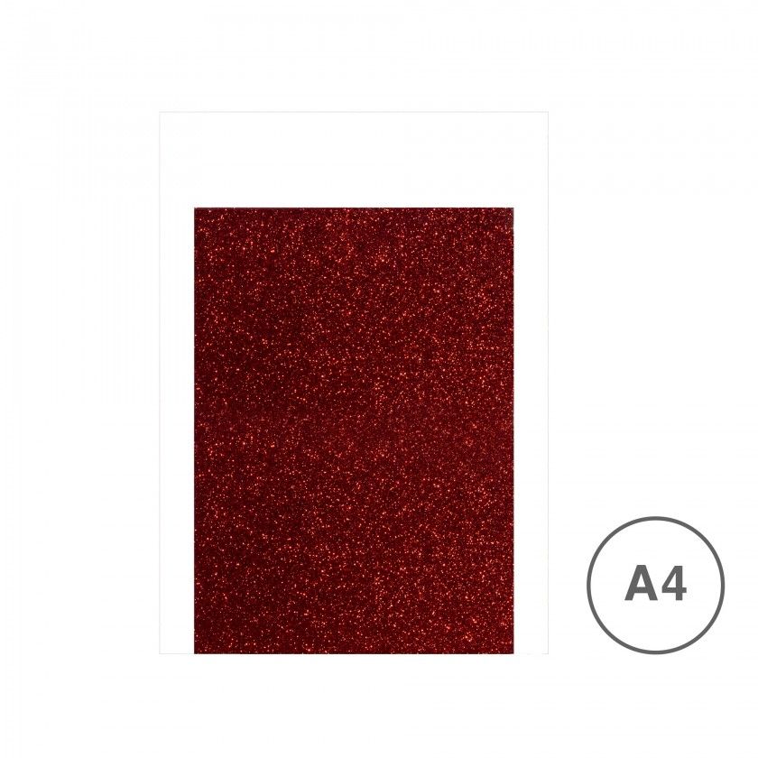 Folha Esponja Eva Glitter Vermelho A4 20X29cm