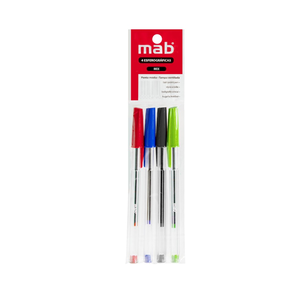 Conjunto 4 Esferográficas Cores