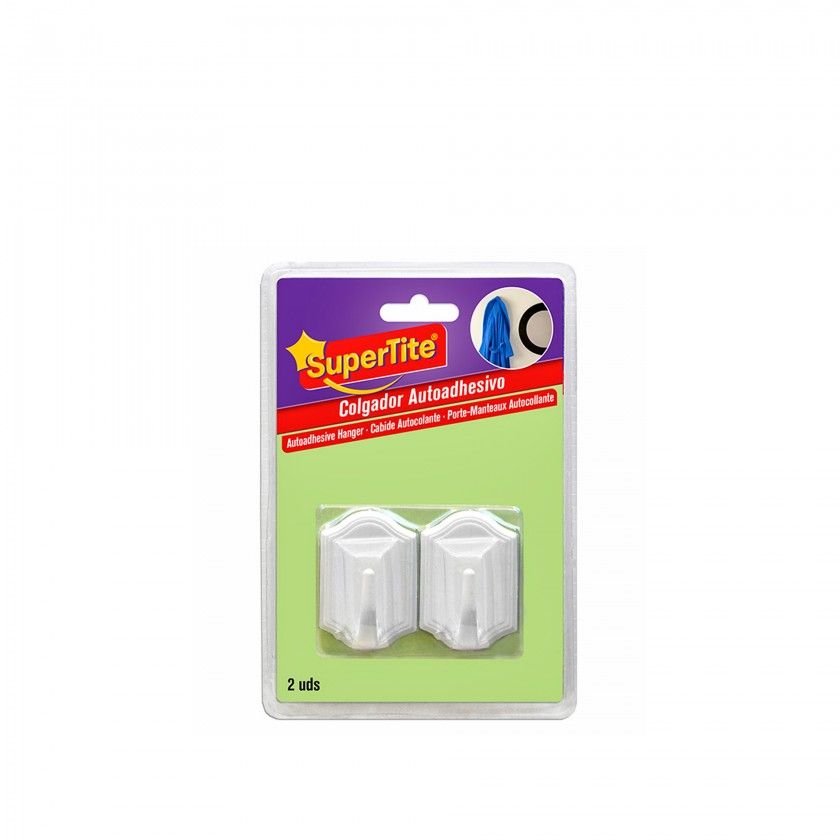 Cabide Adesivo Supertite Branco Pack 2