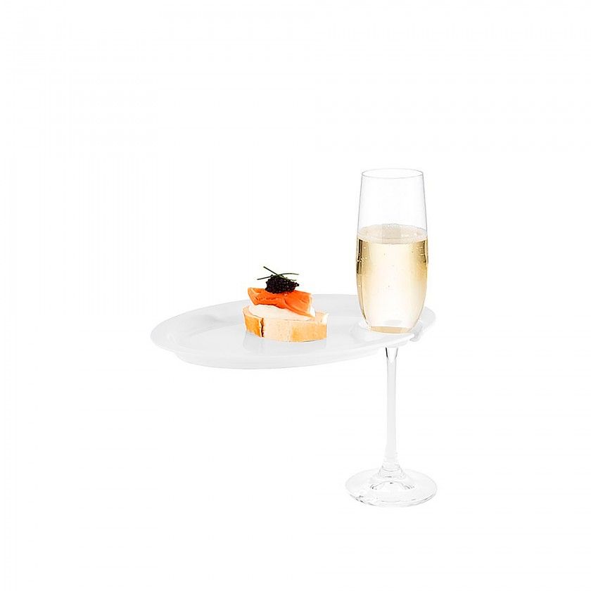 Prato Melamina Cocktail Branco 22X14X1.5cm