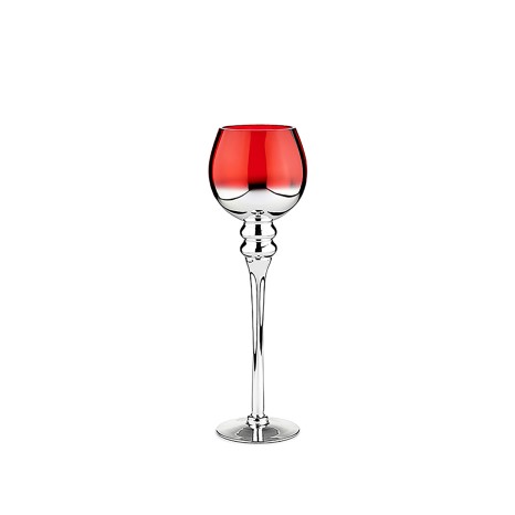 Porta Velas Vidro Prateado / Vermelho 13X40X13cm - Image product