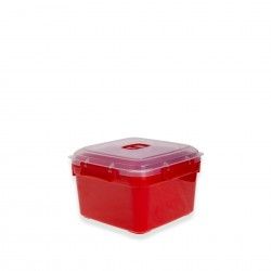 Caixa Hermtica Ding Plstico Microondas Quadrado Vermelho 1600ml 16.5X16.5X11cm