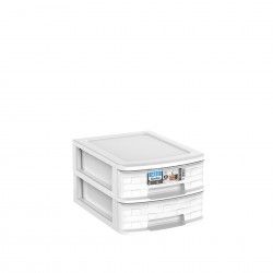 Caixa Organizadora 2 Gavetas Branco A4 35X26X19cm