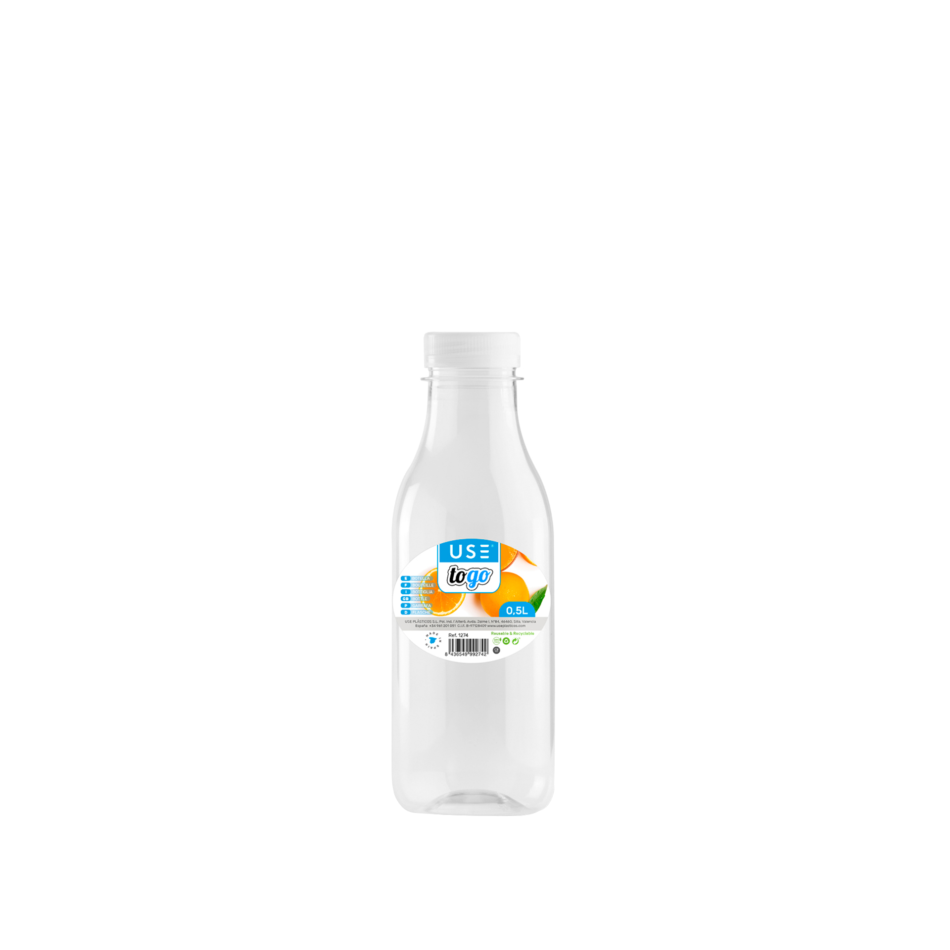 Garrafa Plastica To Go Redondo 500ml 7X18cm