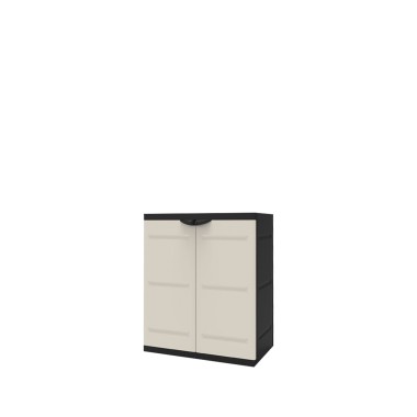 Arm�rio Pl�stico Titanium 2 Portas Retangular Preto / Bege 70X44X88cm