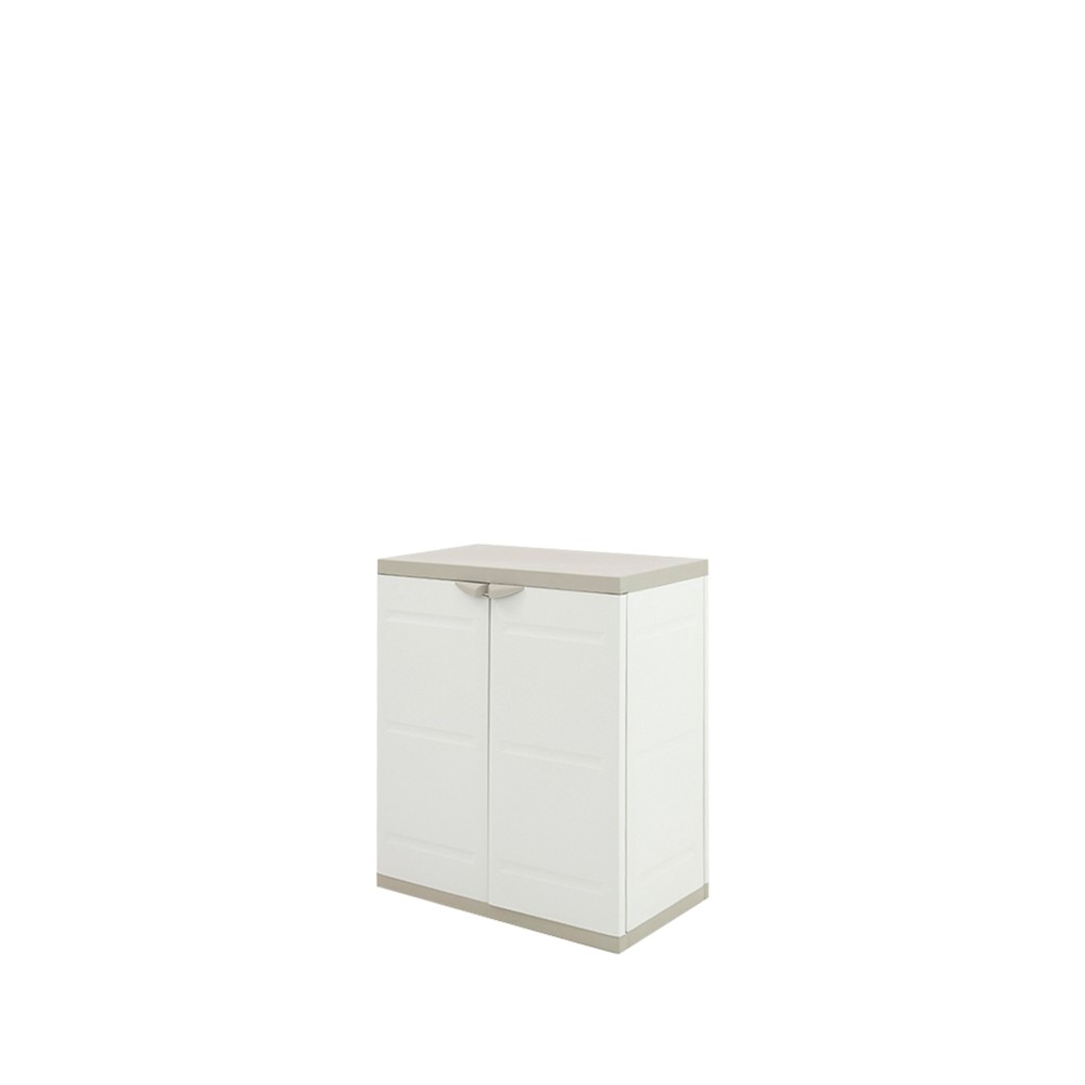 Arm�rio Pl�stico Titanium 2 Portas Retangular Preto / Bege 70X44X88cm