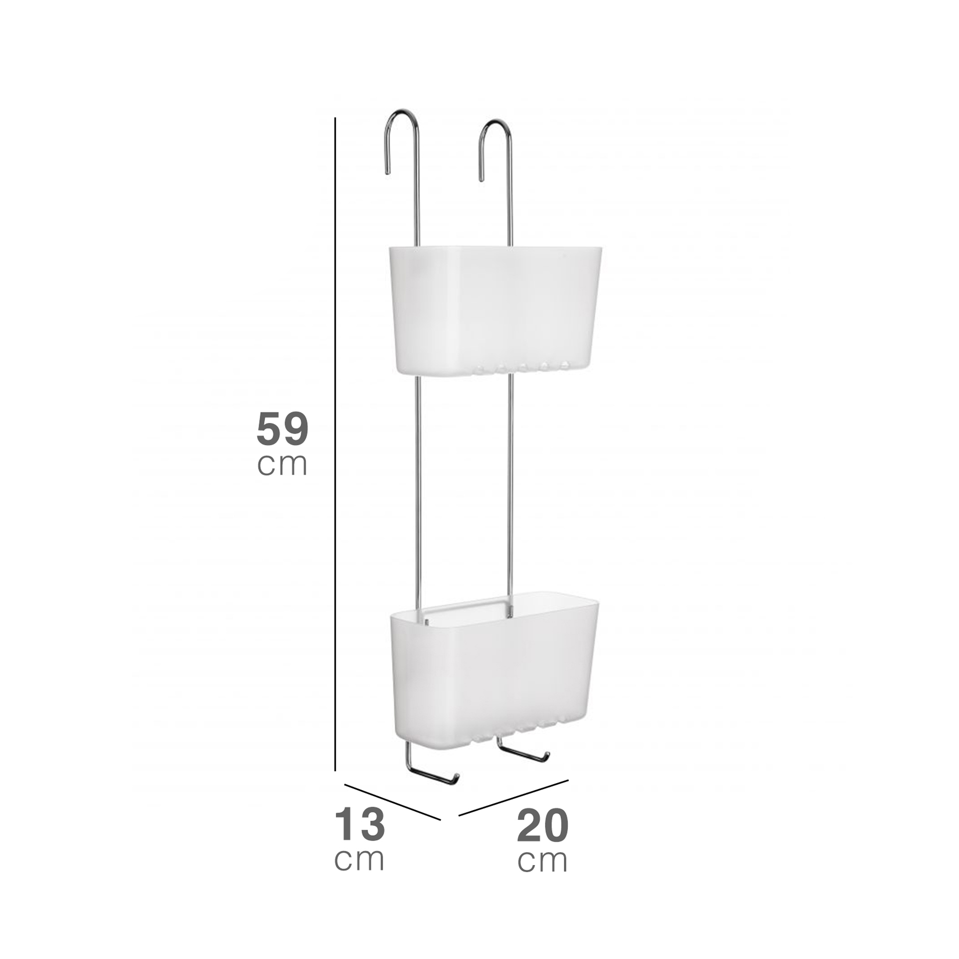 Cesto Cabide WC Standard Duplo Glacé 20X13X59cm
