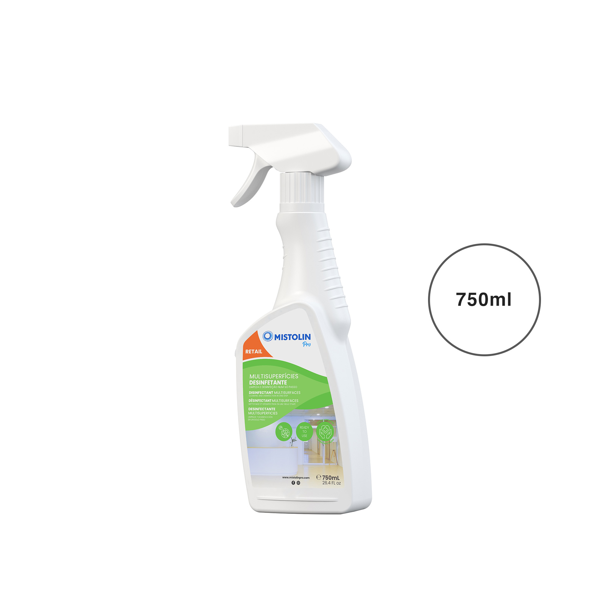 Limpa Multisuperficies Desinfetante Mistolin Pro 750ml