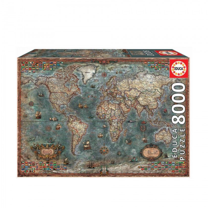 Puzzle Educa 8000 Peças Mapa Histórico Mundo - 64.02.01.0835.0173-UNC
