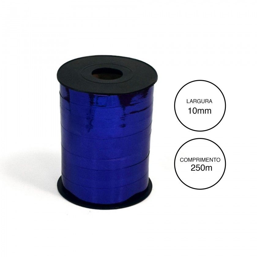 Rolo Fita Embrulho 10mm 250m Metal Azul