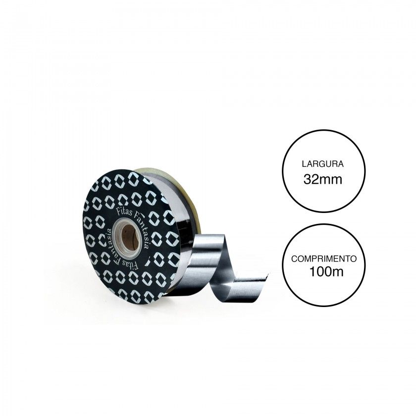 Rolo Fita Embrulho 32mm 100m Metal Prateado Rolo Fita Embrulho 32mm 100m Metal Prateado