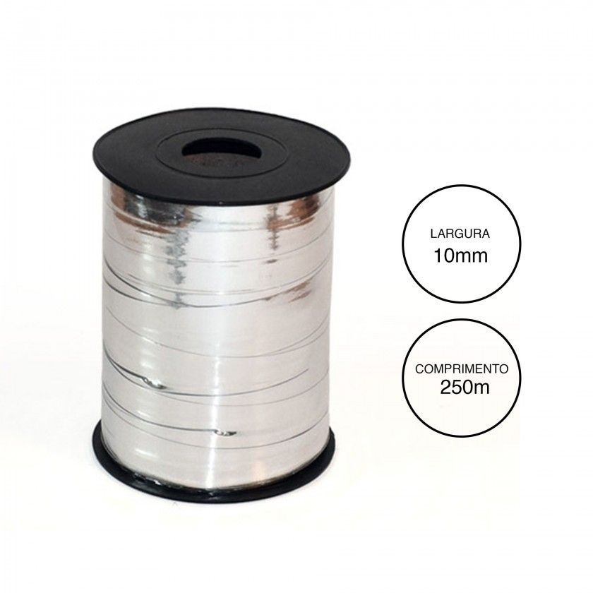 Rolo Fita Embrulho 10mm 250m Metal Prateado Rolo Fita Embrulho 10mm 250m Metal Prateado