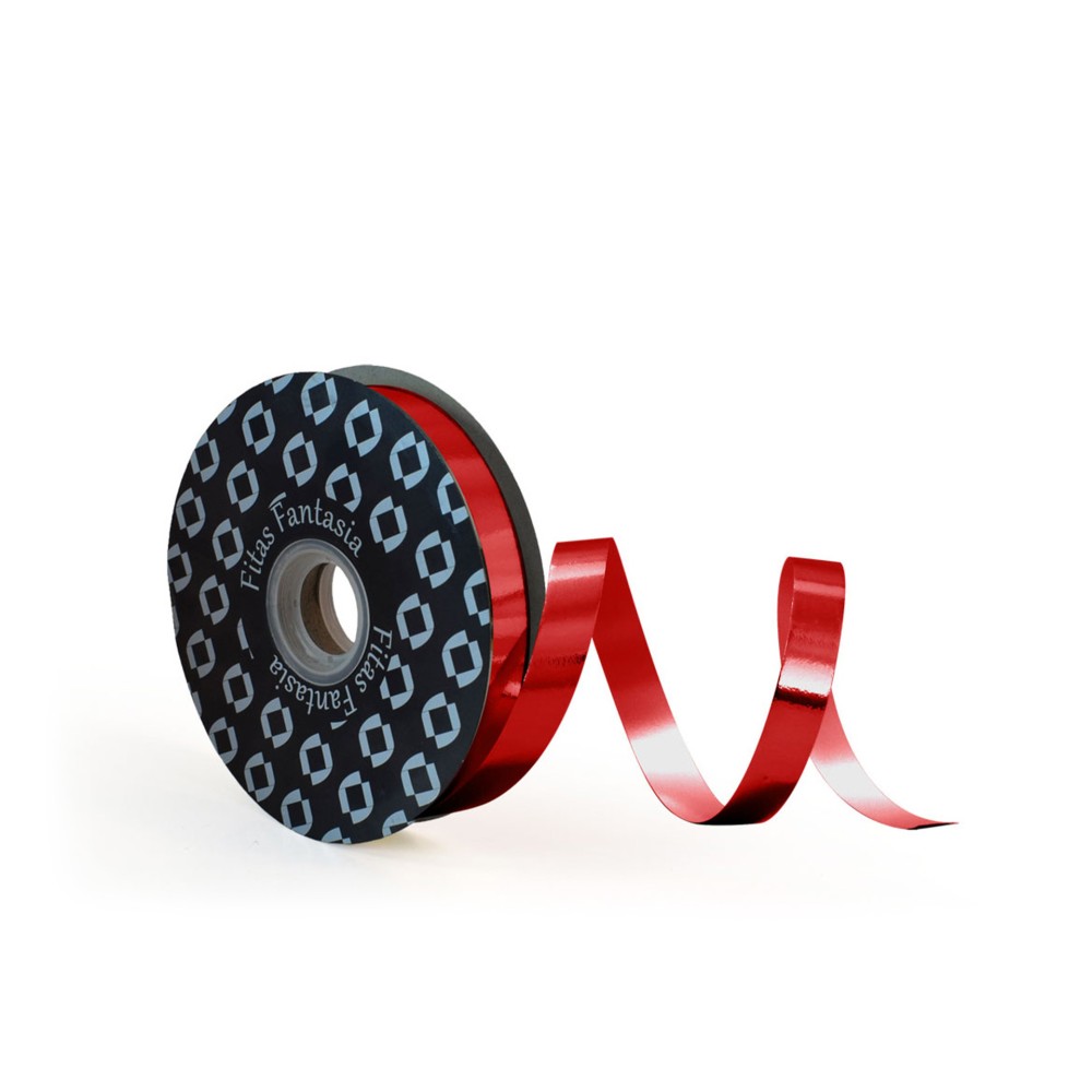 Rolo Fita Embrulho Metal Vermelho 18mm 100m