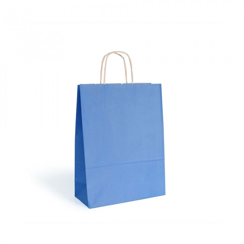 Saco Papel Asa Retorcida Azul Claro 27X12X37cm