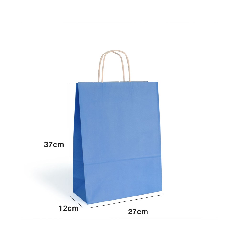 Saco Papel Asa Retorcida Azul Claro 27X12X37cm