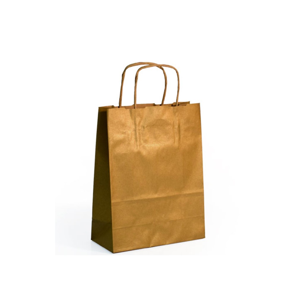 Saco Papel Kraft Asa Retorcida Dourado 18X8X24cm