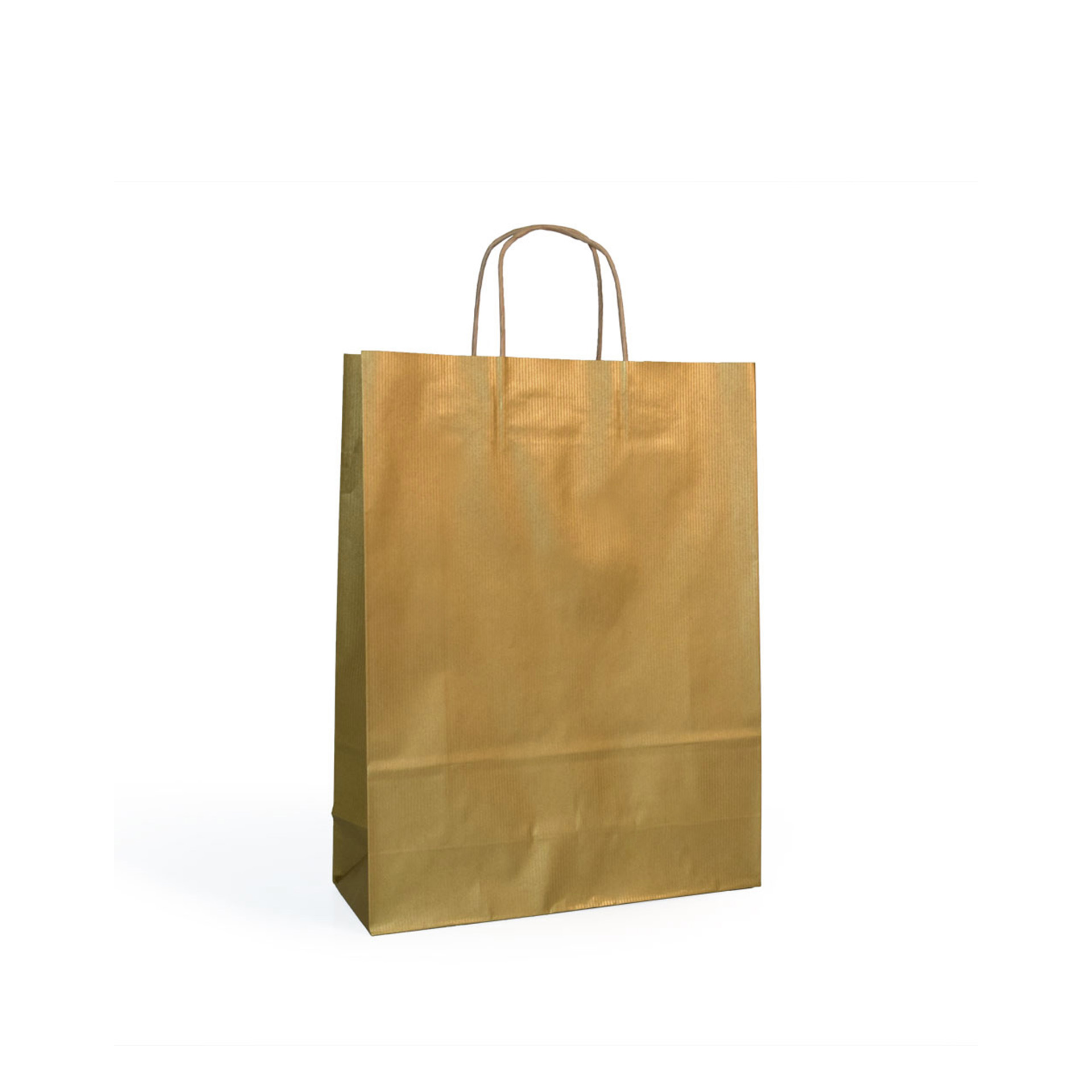 Saco Papel Kraft Asa Retorcida Dourado 32X14X40cm