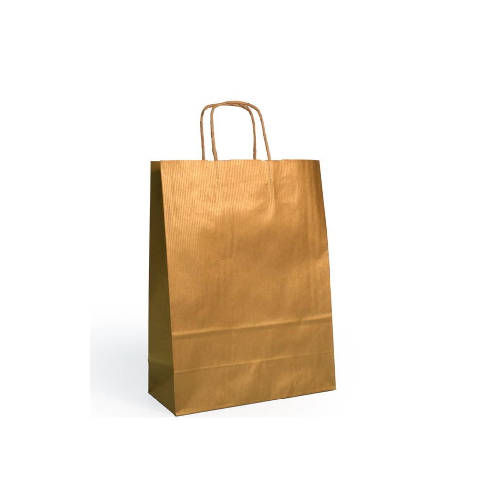 Saco Papel Kraft Asa Retorcida Dourado 24X10X32cm