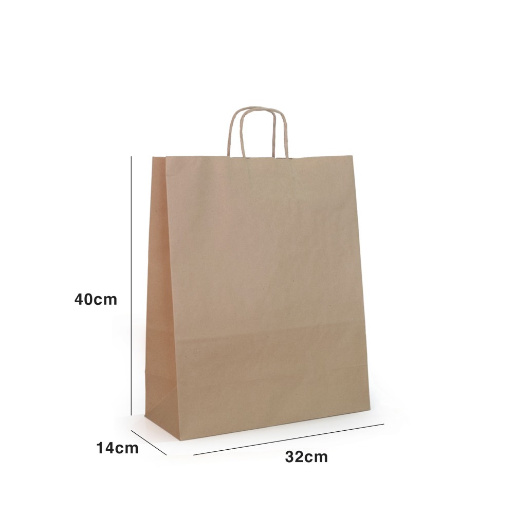 Saco Papel Kraft Asa Retorcida 32X14X40cm