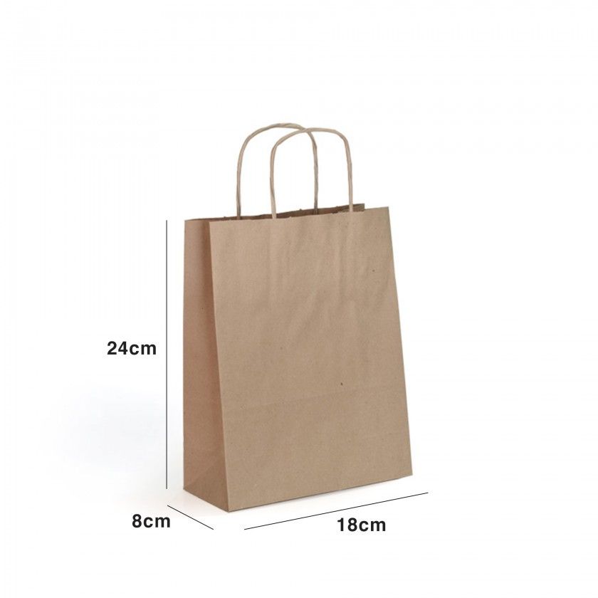 Saco Papel Kraft Asa Retorcida 18X8X24cm Saco Papel Kraft Asa Retorcida 18X8X24cm