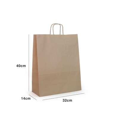 Saco Papel Kraft Asa Retorcida 32X14X40cm