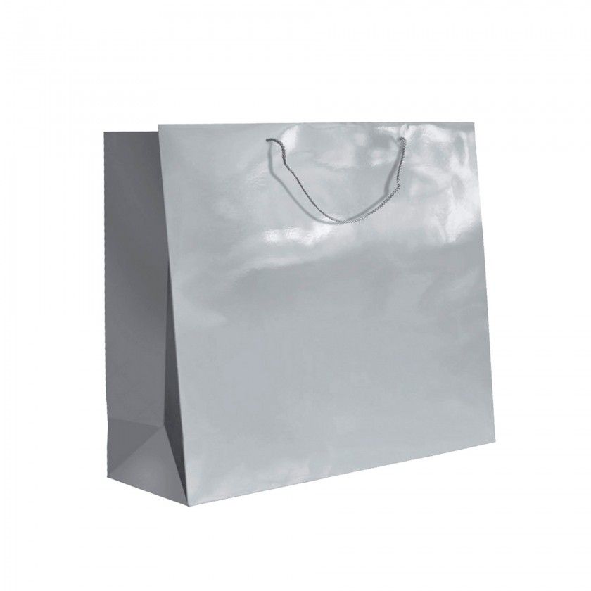 Saco Papel Asa Cordo 55X18X50cm Prateado