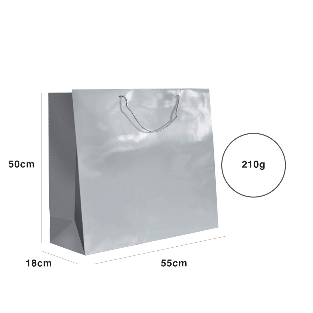 Saco Papel Asa Cord�o 55X18X50cm Prateado