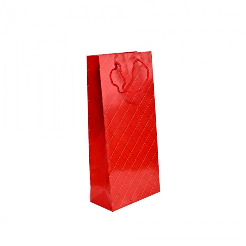 Saco Papel 2 Garrafas Asa Cordão 18X9X39cm Xadrez Vermelho Saco Papel 2 Garrafas Asa Cordão 18X9X39cm Xadrez Vermelho