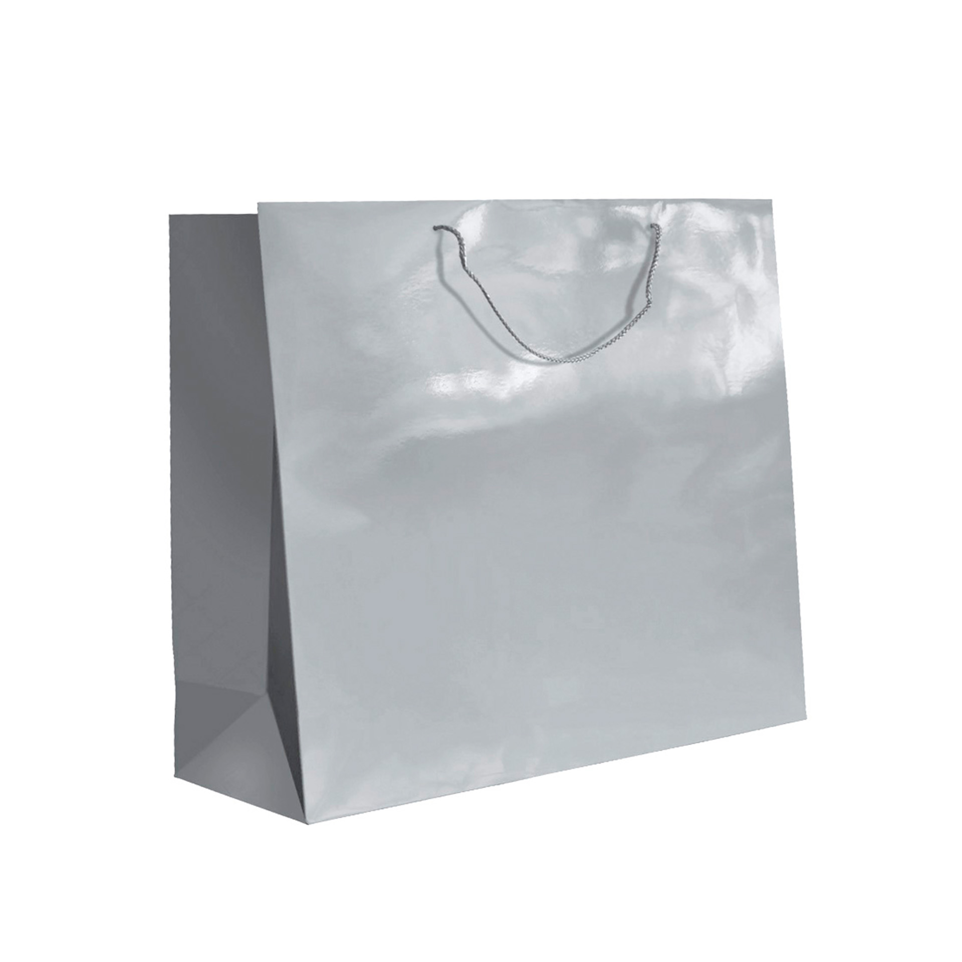 Saco Papel Asa Cordão 55X18X50cm Prateado