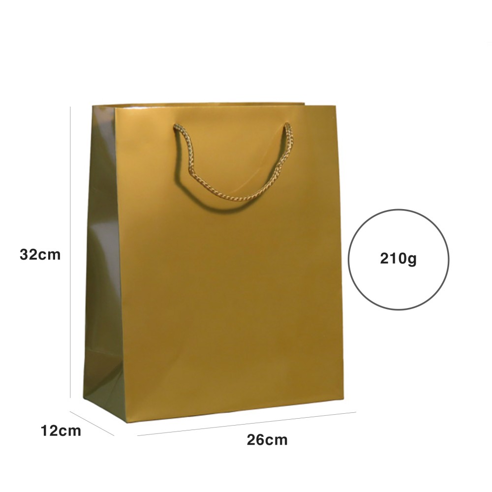 Saco Papel Asa Cord�o 26X12X32cm Dourado