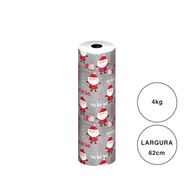 Bobine Papel Embrulho Celuloso Natal Pai Natal 4kg/62cm