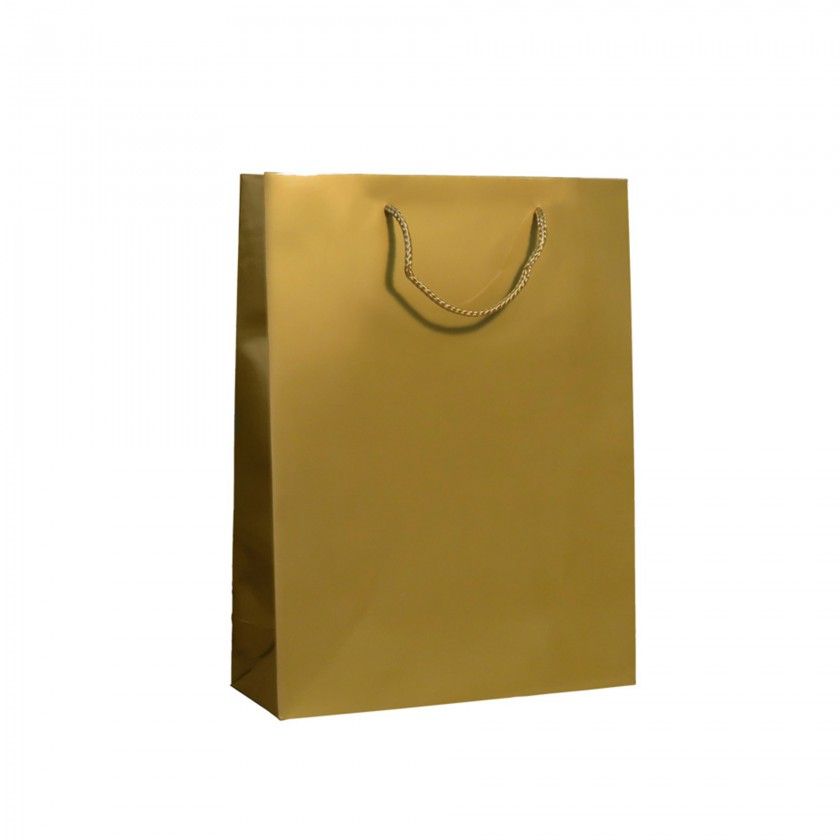 Saco Papel Asa Cordo 31X12X42cm Dourado