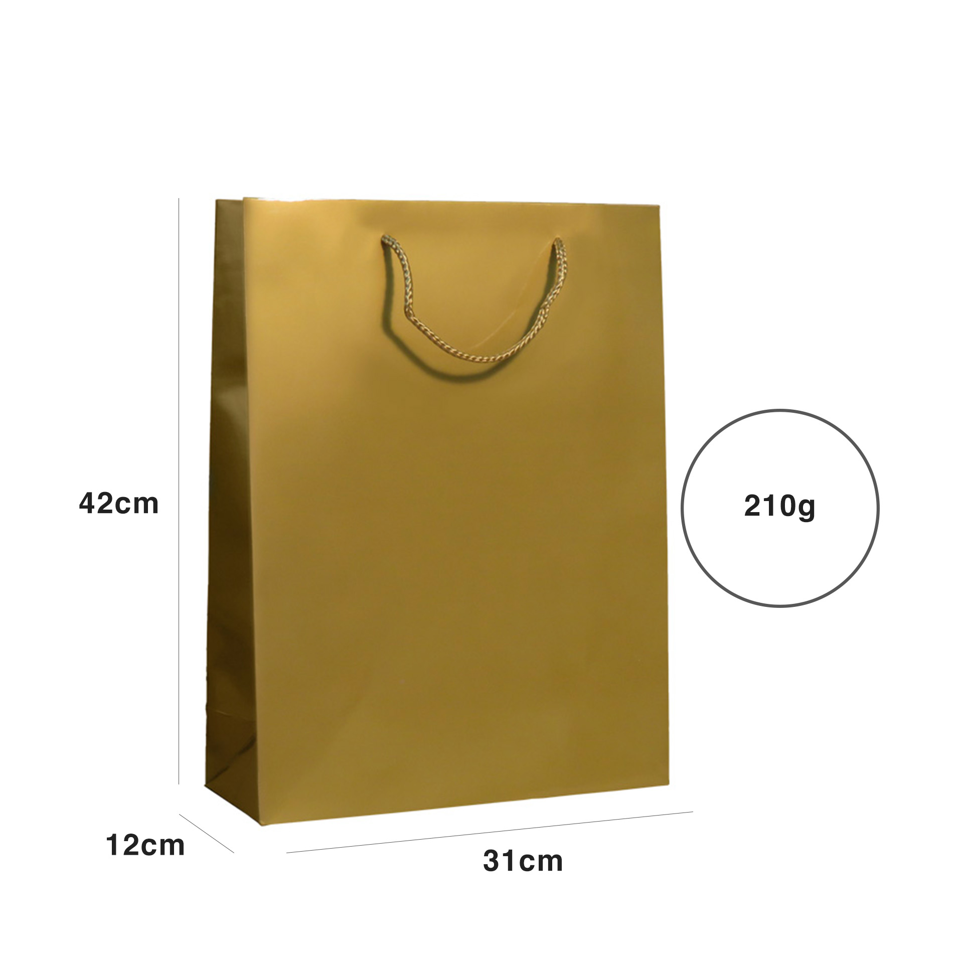 Saco Papel Asa Cordão 31X12X42cm Dourado