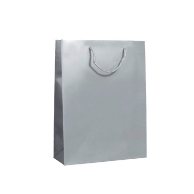 Saco Papel Asa Cord�o 26X12X32cm Prateado