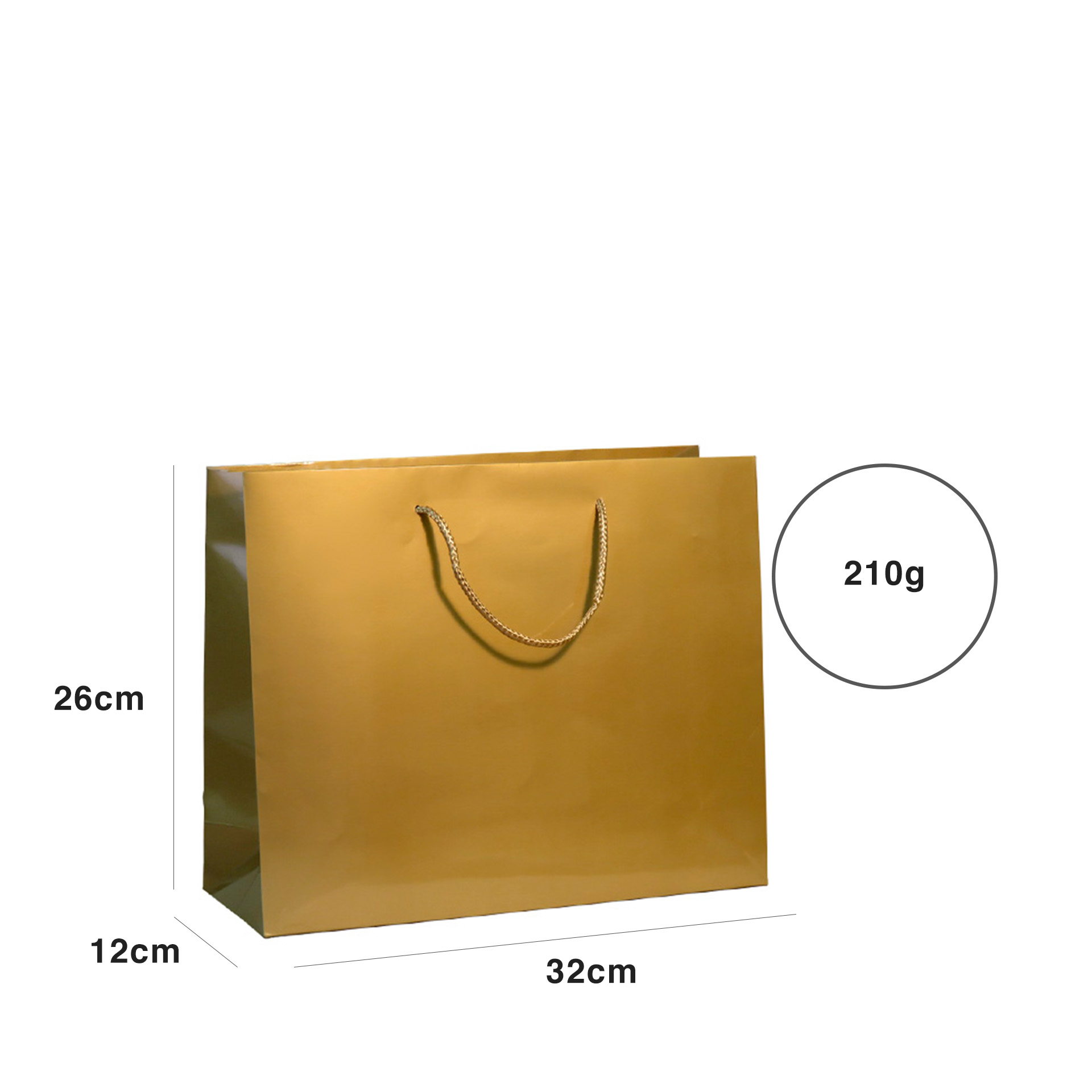 Saco Papel Asa Cordão 32X12X26cm Dourado