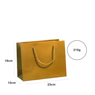 Saco Papel Asa Cordão 23X10X18cm Dourado